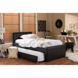 Baxton Studio Cosmo Modern and Contemporary Black Faux Leather Twin Size Trundle Bed