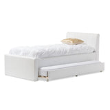 Baxton Studio Cosmo Modern and Contemporary White Faux Leather Twin Size Trundle Bed