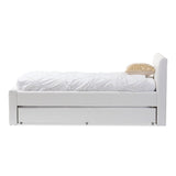 Baxton Studio Cosmo Modern and Contemporary White Faux Leather Twin Size Trundle Bed