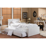 Baxton Studio Cosmo Modern and Contemporary White Faux Leather Twin Size Trundle Bed