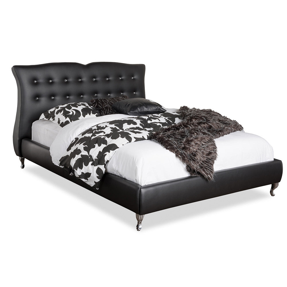 Baxton Studio Erin Modern and Contemporary Black Faux Leather King Size Platform Bed