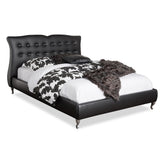 Baxton Studio Erin Modern and Contemporary Black Faux Leather Queen Size Platform Bed