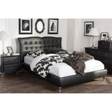 Baxton Studio Erin Modern and Contemporary Black Faux Leather Queen Size Platform Bed