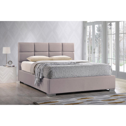 BAXTON STUDIO SOPHIE MODERN AND CONTEMPORARY BEIGE FABRIC UPHOLSTERED KING SIZE PLATFORM BED