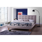 Baxton Studio Jonesy Scandinavian Style Mid-Century Beige Fabric Upholstered King Size Platform Bed