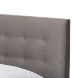 Baxton Studio Alinia Mid-Century Retro Modern Grey Fabric Upholstered Walnut Wood Queen Size Platform Bed