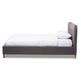 Baxton Studio Germaine Mid-Century Modern Dark Grey Fabric King Size Grid-Tufting Platform Bed