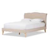 Baxton Studio Fannie French Classic Modern Style Beige Linen Fabric Queen Size Platform Bed