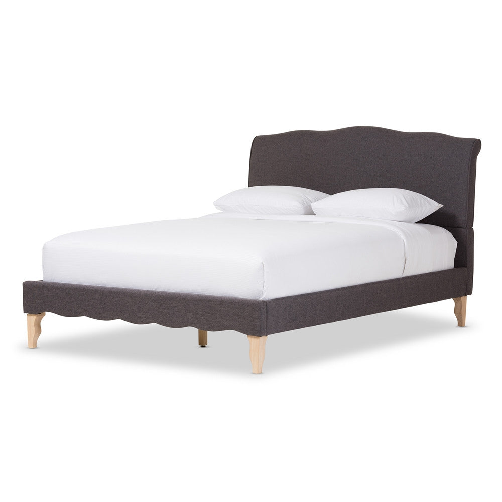 Baxton Studio Fannie French Classic Modern Style Dark Grey Polyester Fabric King Size Platform Bed