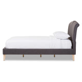 Baxton Studio Fannie French Classic Modern Style Dark Grey Polyester Fabric Queen Size Platform Bed