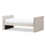 BAXTON STUDIO SWAMSON MODERN AND CONTEMPORARY BEIGE FABRIC TUFTED TWIN SIZE DAYBED WITH ROLL-OUT TRUNDLE GUEST BED