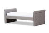 BAXTON STUDIO SWAMSON MODERN AND CONTEMPORARY GREY FABRIC TUFTED TWIN SIZE DAYBED WITH ROLL-OUT TRUNDLE GUEST BED
