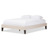 Baxton Studio Lancashire Modern and Contemporary Beige Linen Fabric Upholstered Full Size Bed Frame with Tapered Legs