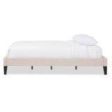 Baxton Studio Lancashire Modern and Contemporary Beige Linen Fabric Upholstered Full Size Bed Frame with Tapered Legs