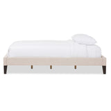Baxton Studio Lancashire Modern and Contemporary Beige Linen Fabric Upholstered Queen Size Bed Frame with Tapered Legs