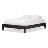 Baxton Studio Lancashire Modern and Contemporary Black Faux Leather Upholstered Queen Size Bed Frame with Tapered Legs