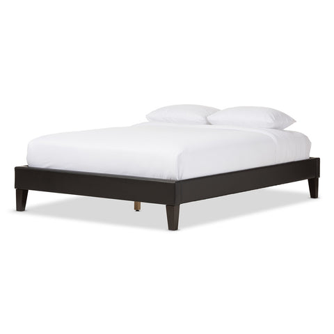 Baxton Studio Lancashire Modern and Contemporary Black Faux Leather Upholstered King Size Bed Frame with Tapered Legs