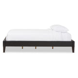 Baxton Studio Lancashire Modern and Contemporary Black Faux Leather Upholstered Full Size Bed Frame with Tapered Legs