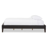 Baxton Studio Lancashire Modern and Contemporary Black Faux Leather Upholstered Queen Size Bed Frame with Tapered Legs