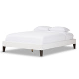 Baxton Studio Lancashire Modern and Contemporary White Faux Leather Upholstered Full Size Bed Frame with Tapered Legs