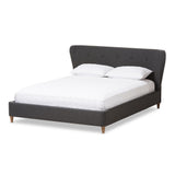 Baxton Studio Camden Mid-Century Modern Dark Grey Fabric Upholstered Full Size Platform Bed