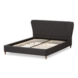 Baxton Studio Camden Mid-Century Modern Dark Grey Fabric Upholstered Full Size Platform Bed