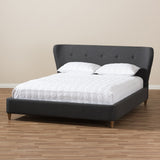 Baxton Studio Camden Mid-Century Modern Dark Grey Fabric Upholstered Full Size Platform Bed