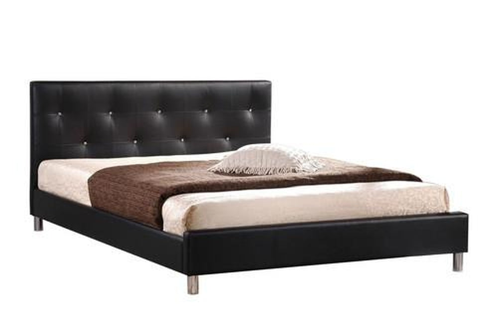 Baxton Studio Barbara Black Modern Bed with Crystal Button Tufting - Full Size