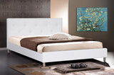 Baxton Studio Barbara White Modern Bed with Crystal Button Tufting - Full Size