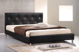 Barbara Black Modern Bed with Crystal Button Tufting - Queen Size
