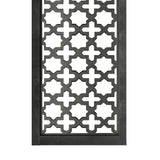 Rectangular Mango Wood Wall Panel with Cutout Lattice Pattern, Burnt Black