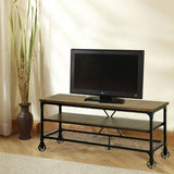 Industrial Style 54" TV Stand & Entertainment Center with 2 Shelves, Brown & Black