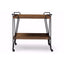 Industrial Style Ash Wood Mobile Serving Bar Cart, Brown and Black