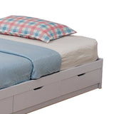 Contemporary Style Wooden Frame Full Size Bed with 3 Drawers, White