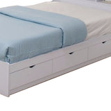 Wooden Frame Twin Size Bed Frame with 3 Drawers, White