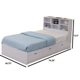 Wooden Frame Twin Size Bed Frame with 3 Drawers, White