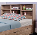 Wooden Full Size Bookcase Headboard with 6 Open Shelves, Taupe Brown