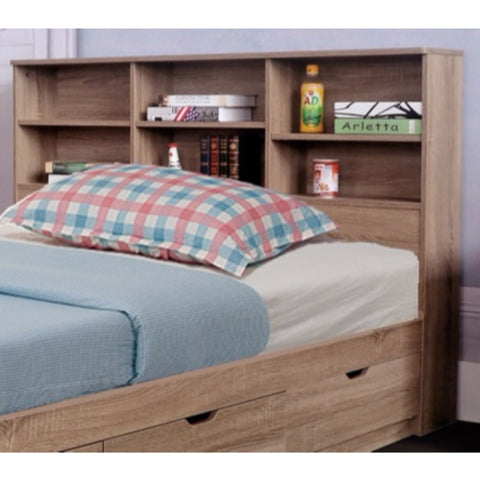 Wooden Full Size Bookcase Headboard with 6 Open Shelves, Taupe Brown