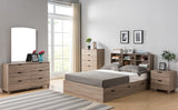 Wooden Full Size Bookcase Headboard with 6 Open Shelves, Taupe Brown