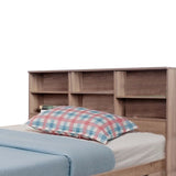 Wooden Full Size Bed Frame with 3 Drawers and Grain Details, Taupe Brown