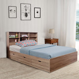 Wooden Full Size Bed Frame with 3 Drawers and Grain Details, Taupe Brown