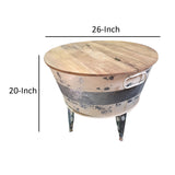 Distressed Metal Frame Cocktail Table with Hinged Lift Top Storage, Brown and Gray