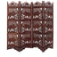 Hand Carved Elephant Design Fold able 4-Panel Wooden Room Divider, Brown