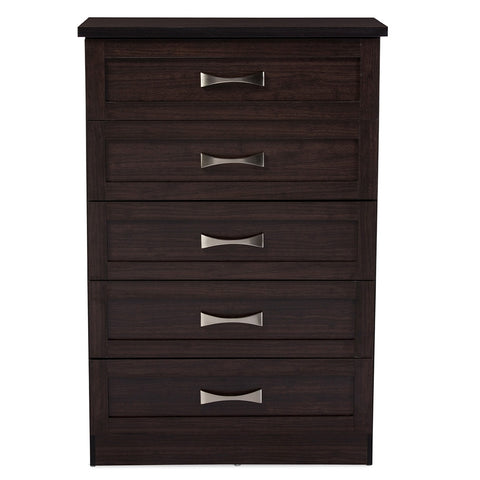 Baxton Studio Colburn 5-Drawer Tallboy Storage Chest Dark Brown