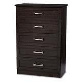 Baxton Studio Colburn 5-Drawer Tallboy Storage Chest Dark Brown