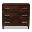 Baxton Studio Maison Modern and Contemporary Oak Brown Finish Wood 3-Drawer Storage Chest