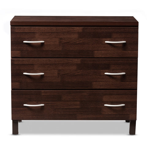 Baxton Studio Maison Modern and Contemporary Oak Brown Finish Wood 3-Drawer Storage Chest