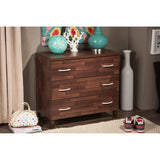 Baxton Studio Maison Modern and Contemporary Oak Brown Finish Wood 3-Drawer Storage Chest