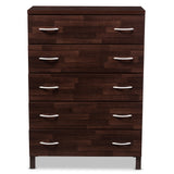 Baxton Studio Maison Oak Brown 5-Drawer Chest