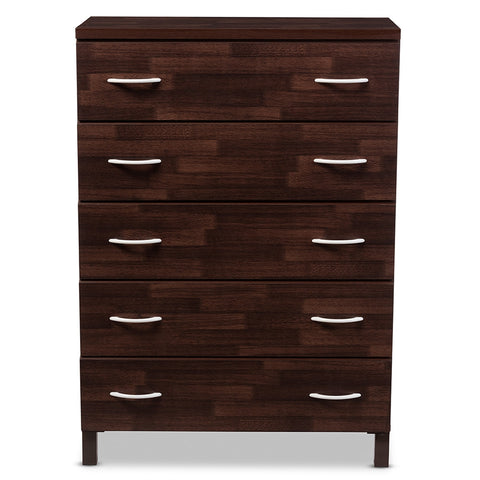 Baxton Studio Maison Oak Brown 5-Drawer Chest